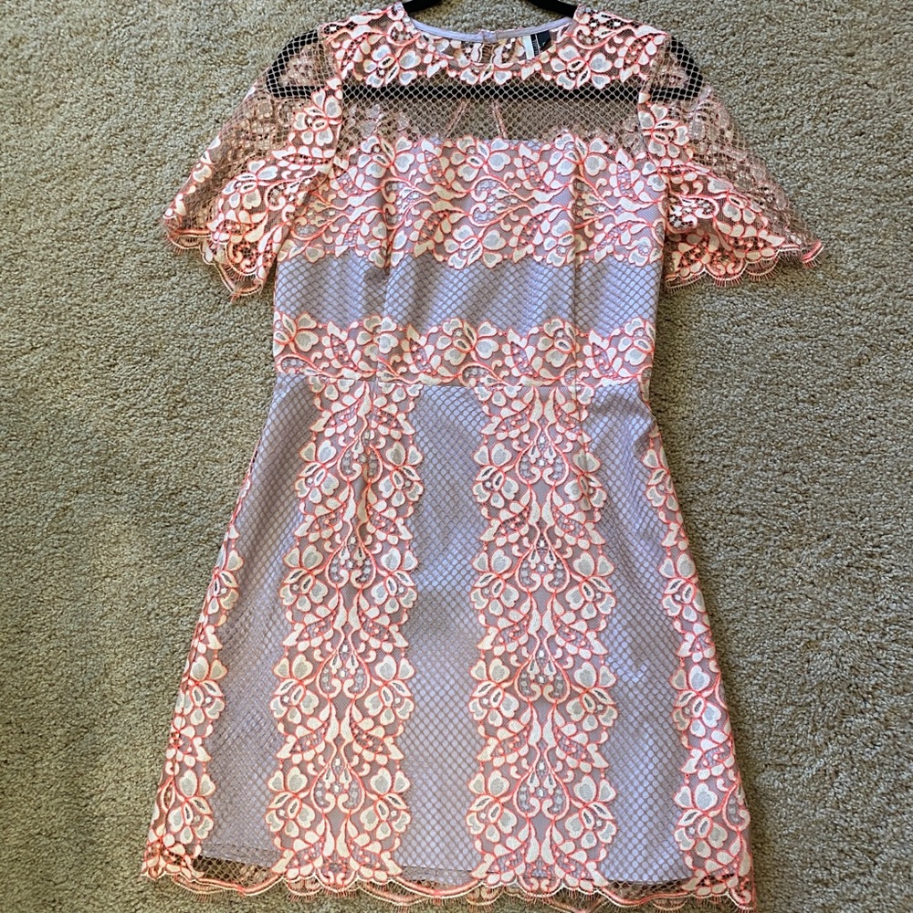 Lavender and lace mini dress